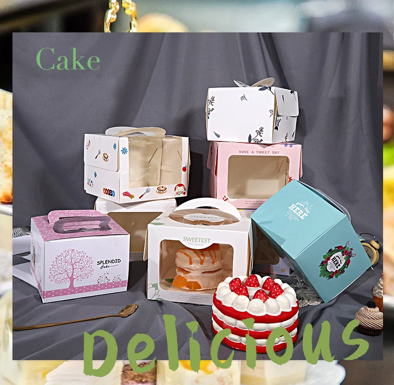 christmas food grade paper gift surprise cake boxes supplies 10x10x10 birthday cake takeaway box