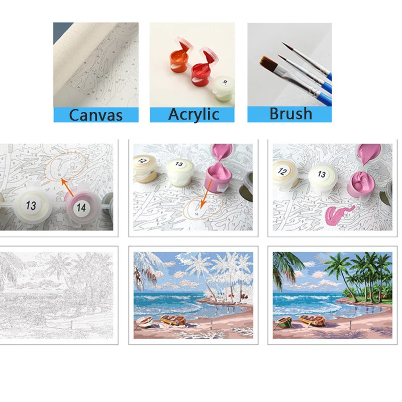 Custom wholesale Landscape Paint By Number Kits for Adults High-Definition Artwork DIY Acrylic Painting for home decor gift