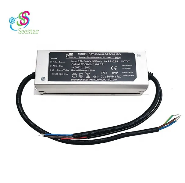 Seestar Ip67 150W 50-320W 1800-4200MA AC220-240 0/1-10V 3 in 1 dimmableCE SAA TUV CB Waterproof Outdoor Street light  led driver