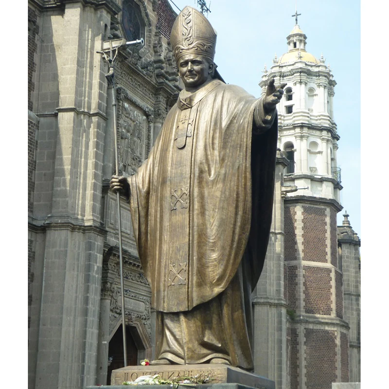 Quyang Outdoor Roman Catholic Religious Pope Metal Sculpture Bronze Life Size St.john Paul Ii Statue for Church Decoration