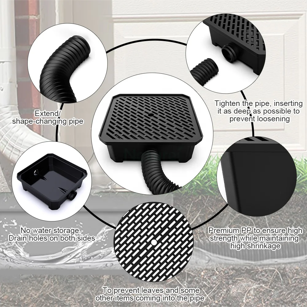 Downspout Diverter Stretched Hose Rain Gutter Downspout for Garden Rainwater Drainage System