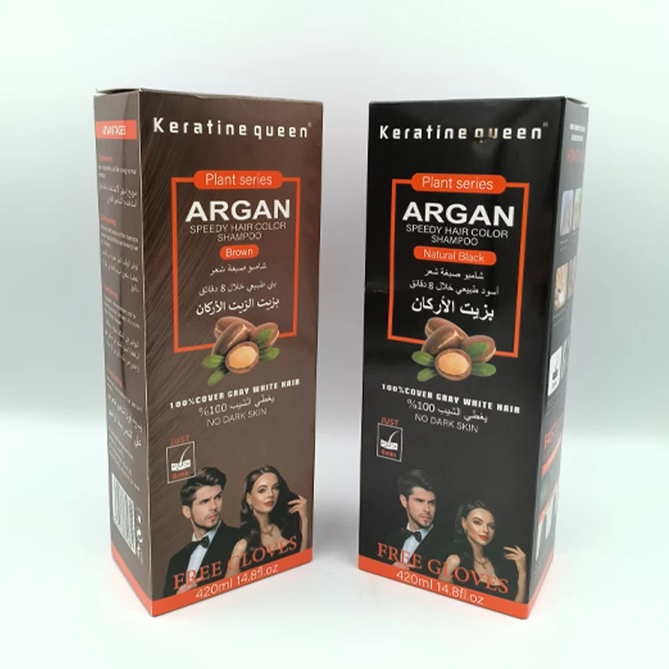 Wholesale Private Label Organic Hair Product Best Liquid Black Argan Oil Hair Dye Shampoo For Cover Gray Hair