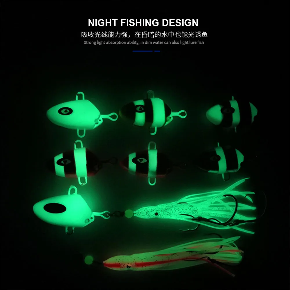 JIGGINGSOUL-JL005-100g150g 200g 250g 300g Squid Skirt Assist Hook Jig Head Fishing Lure Octopus Jigging Rigs Luminous Jig Lures