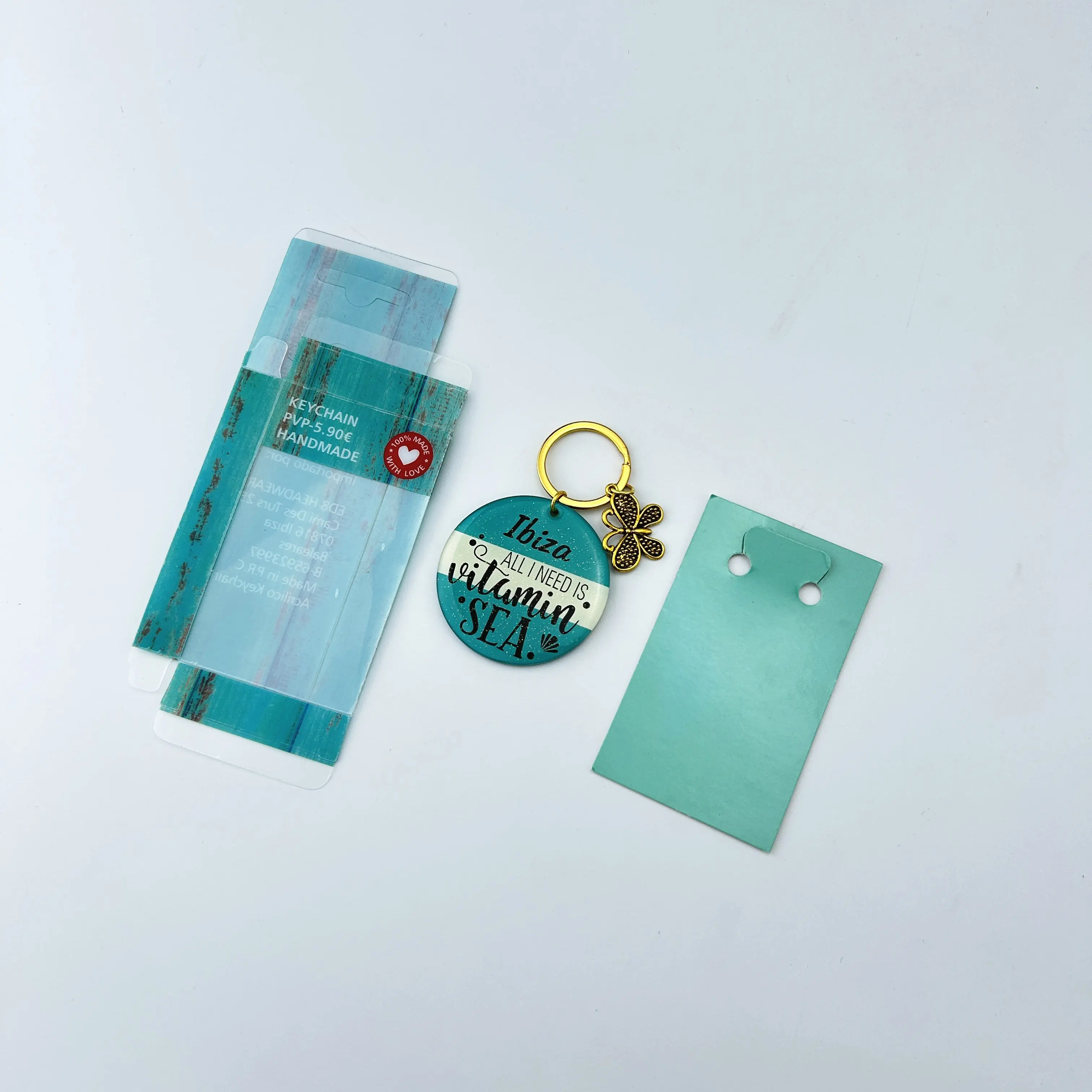 Custom logo clear transparent PVC PET packaging boxes luxury keychain package box