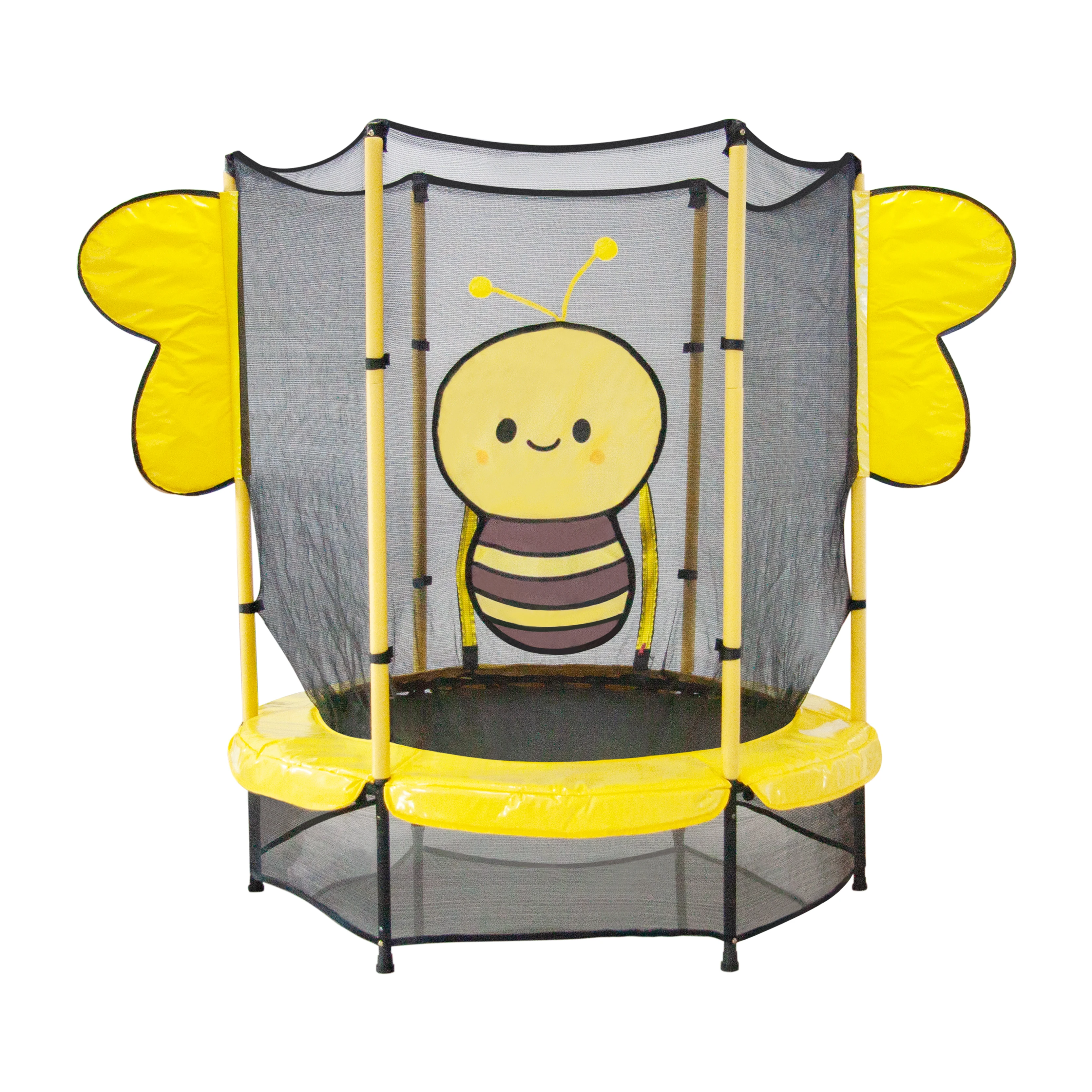 2022 new indoor baby 55inch cheap Bee mini pet trampoline outdoor kids jumping bed with safety net for children for sale
