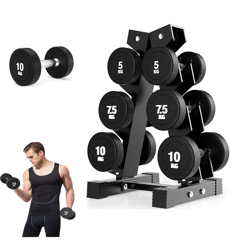 Gym Fitness Equipment 6 8 10 Set Hex Dumbbell Rack 3 Tier Fitness & Body Building Weightlifting Dumbbell Rack