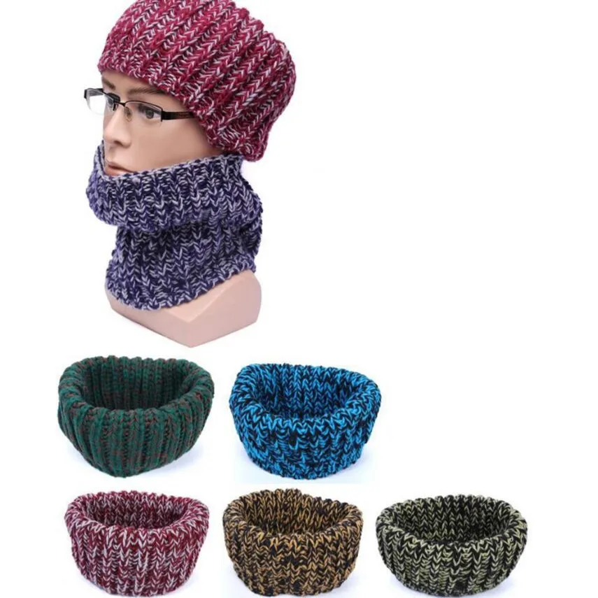 Winter Scarf Warm Cashmere Button Knit Warmer Neck Scarf Wrap Cowl Loop Snood Shawl Hip hop Thicken Scarf Men Women
