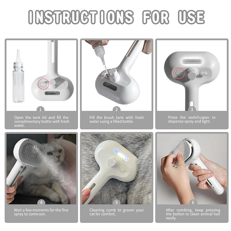 Wholesale Steamy Cat Brush Dog Pet Hair Remover Comb Brush with Water Tank Cat Cleaner Brush for Shedding Pet Grooming Product