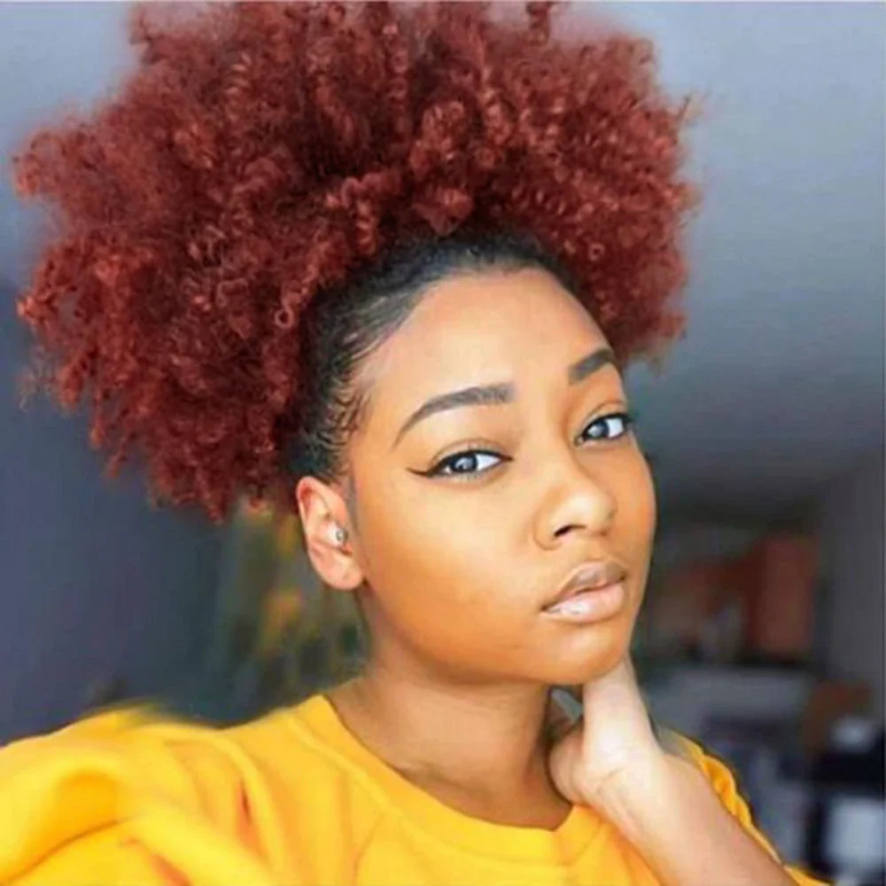 100% Real Raw Long Curly Extension Human Hair Frontal Exotic Curly Ponytail Draw-string Ponytail