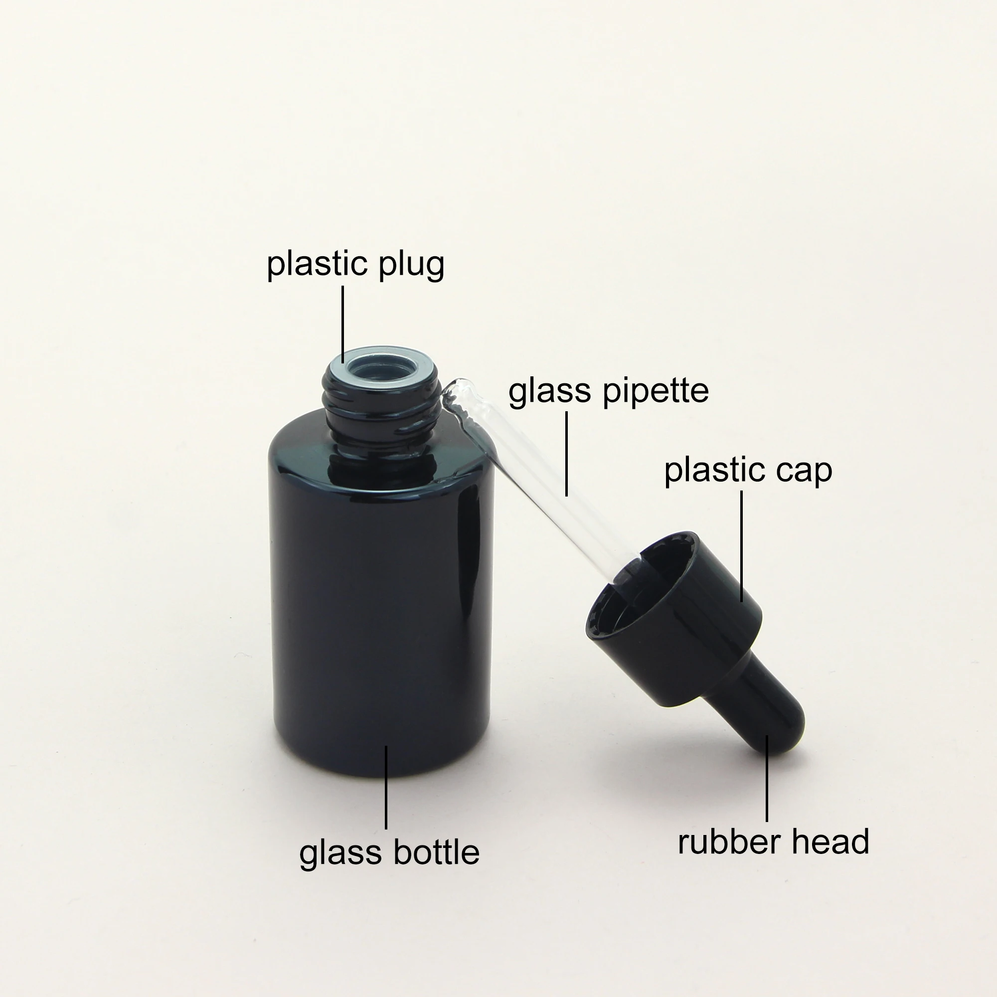 Wholesale 30ml 1oz Face Serum Oil Bottles Clear Frosted Amber Black Flat Shoulder Glass Dropper Bottle