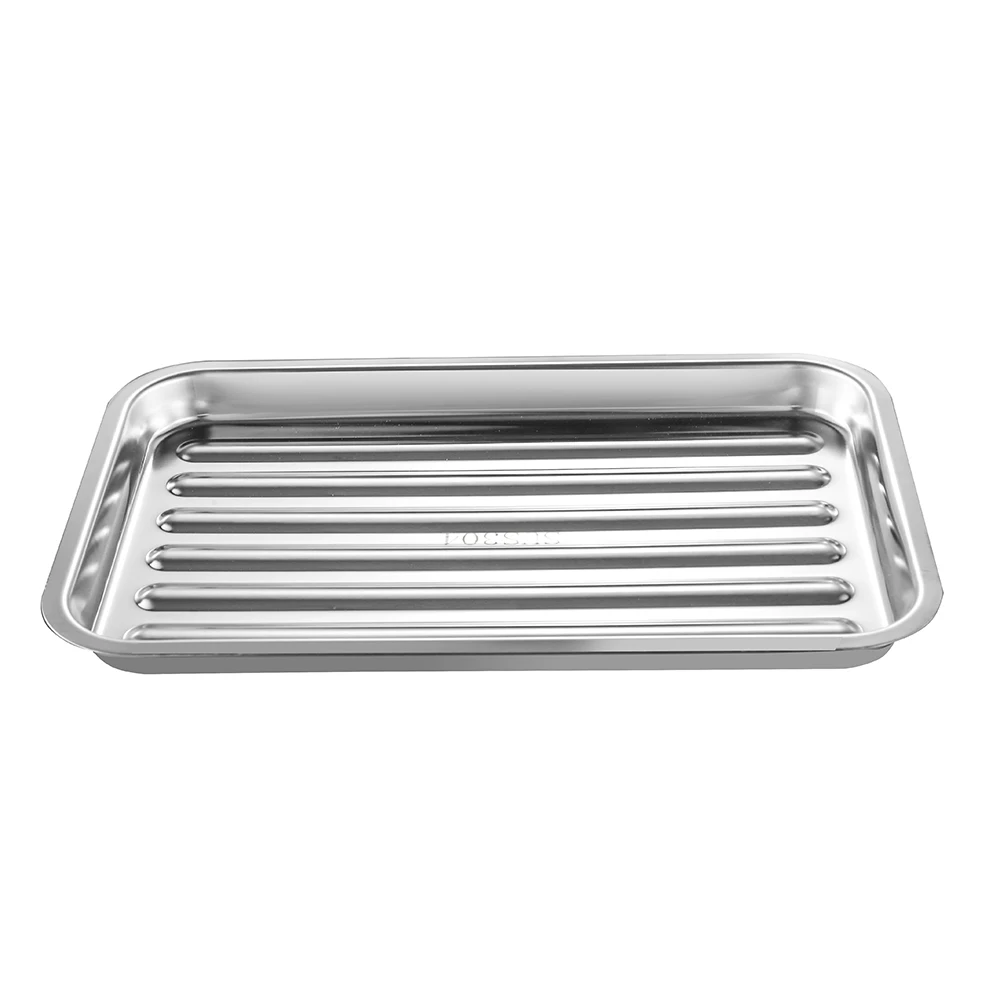 
Factory Baking Tray Stainless Steel Rectangular Baking Pan Serving Tray Bbq Grill Roasting Pan Easy Clean 