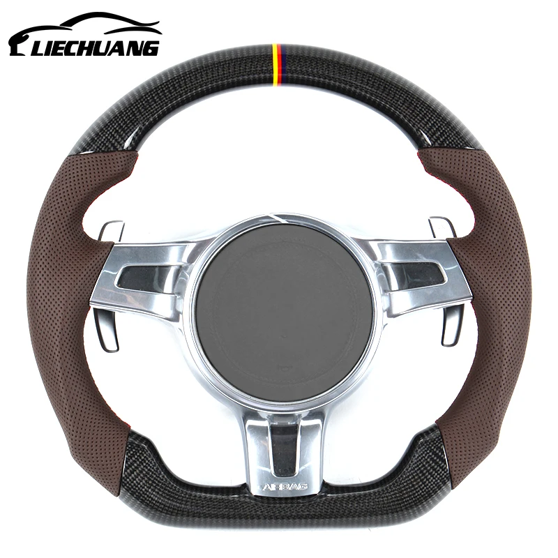 Custom Alcantar carbon fiber steering wheel For Pors che cayman  958 911.1 970 box ster  racing wheel convertible
