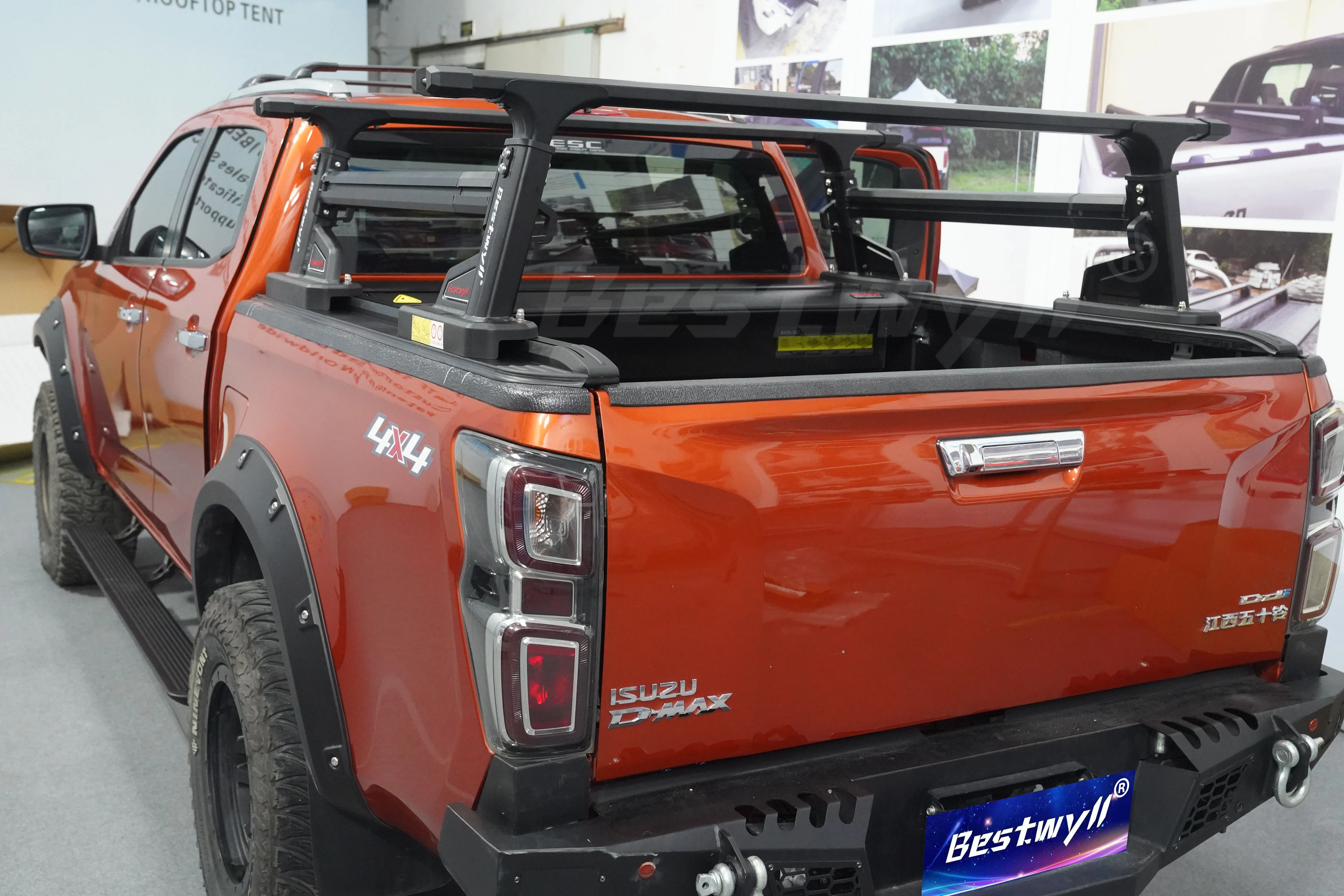 BESTWYLL 4X4 Adjustable aluminum pickup bed roof rack truck ladder rack For Isuzu Dmax