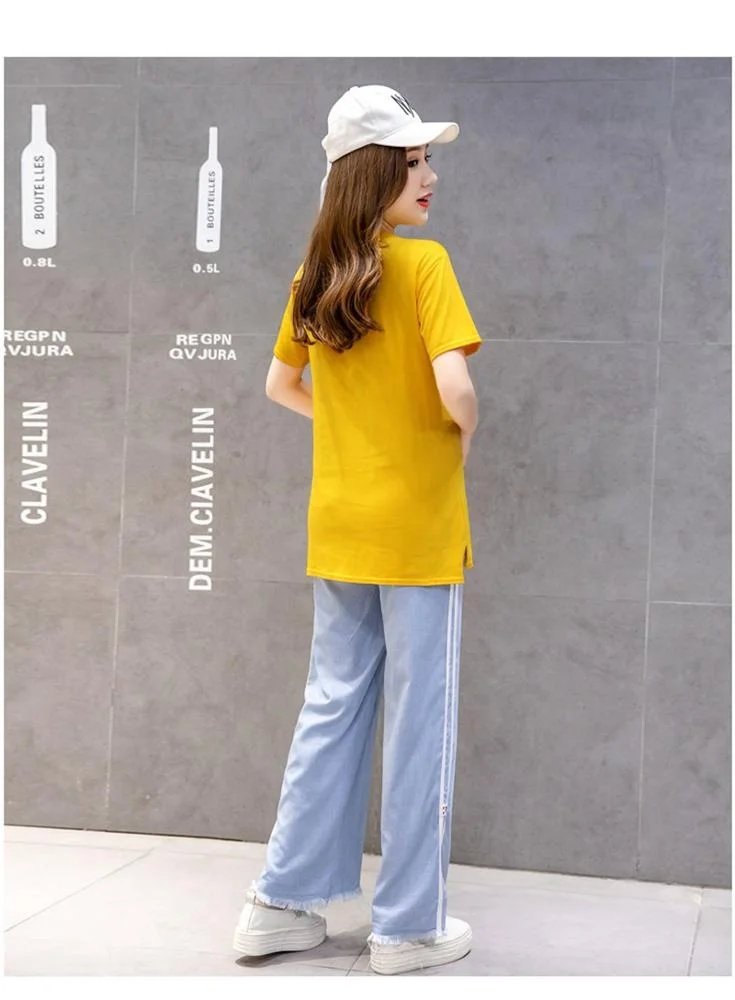 
Wide Leg Loose Maternity Jeans Pregnant Women Spring Summer Adjustable Elastic Waist Cotton Pregnancy Maternity Clothes Trousers 