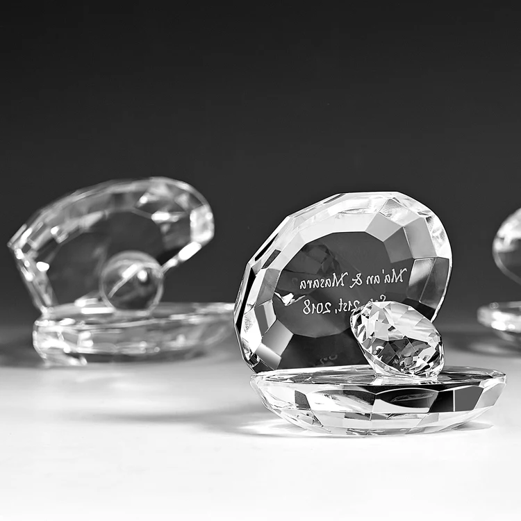 JY crystal crafts Wholesale Home Decorative Customized Crystal Seashell glass diamond with gift box