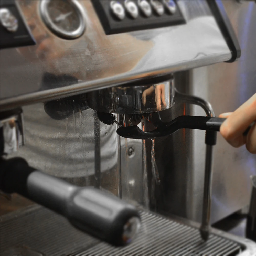 Long Handle Espresso Machine Cleaning Brush with Nylon Bristles for 360 Degree Cleaning Espresso Group and Portafilter