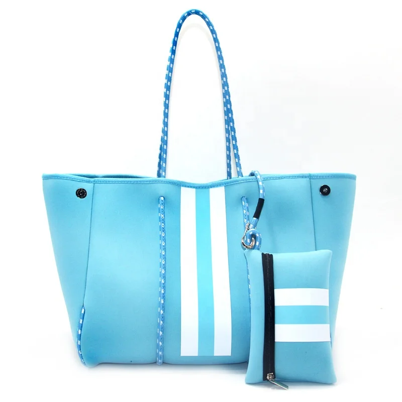 2023 bags women handbags ladies print portable smooth pink and green customize neoprene beach bag shoulder wholesale tote bag