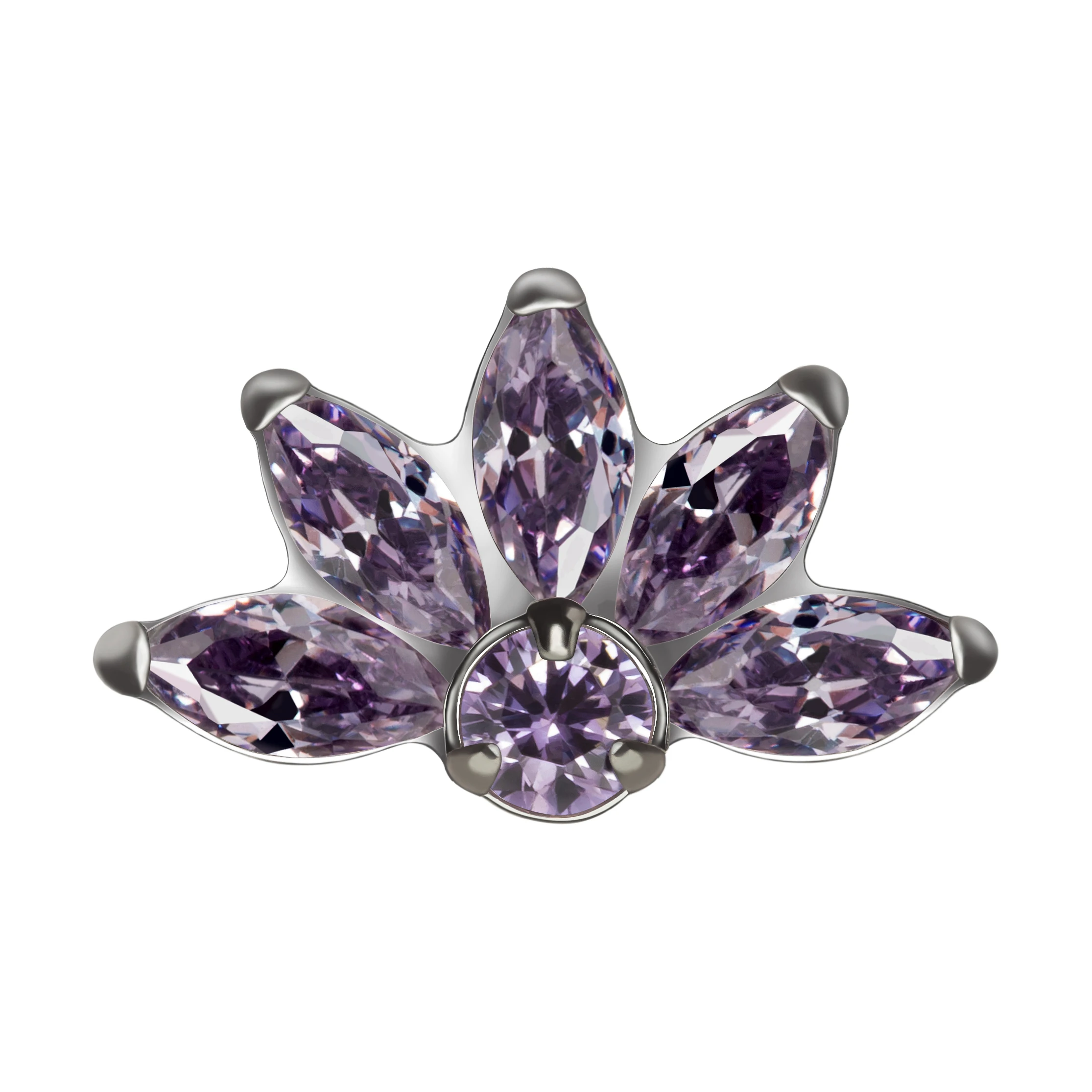 Giometal ASTM F136 Titanium Amethyst Crystal CZ Threadless Ends Conch Helix Tragus Ear Labret Piercing Body Jewelry Factory