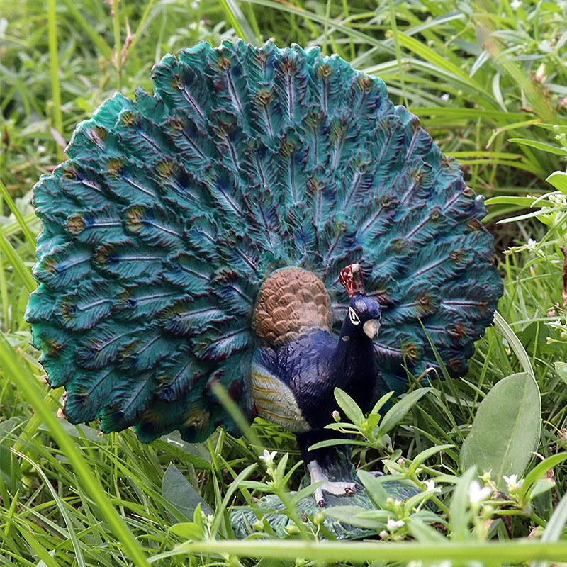 Oenux Wholesale Bird Animal Toy Peacock Model Action Figures Soild PVC Home Decoration Party Festival Gift