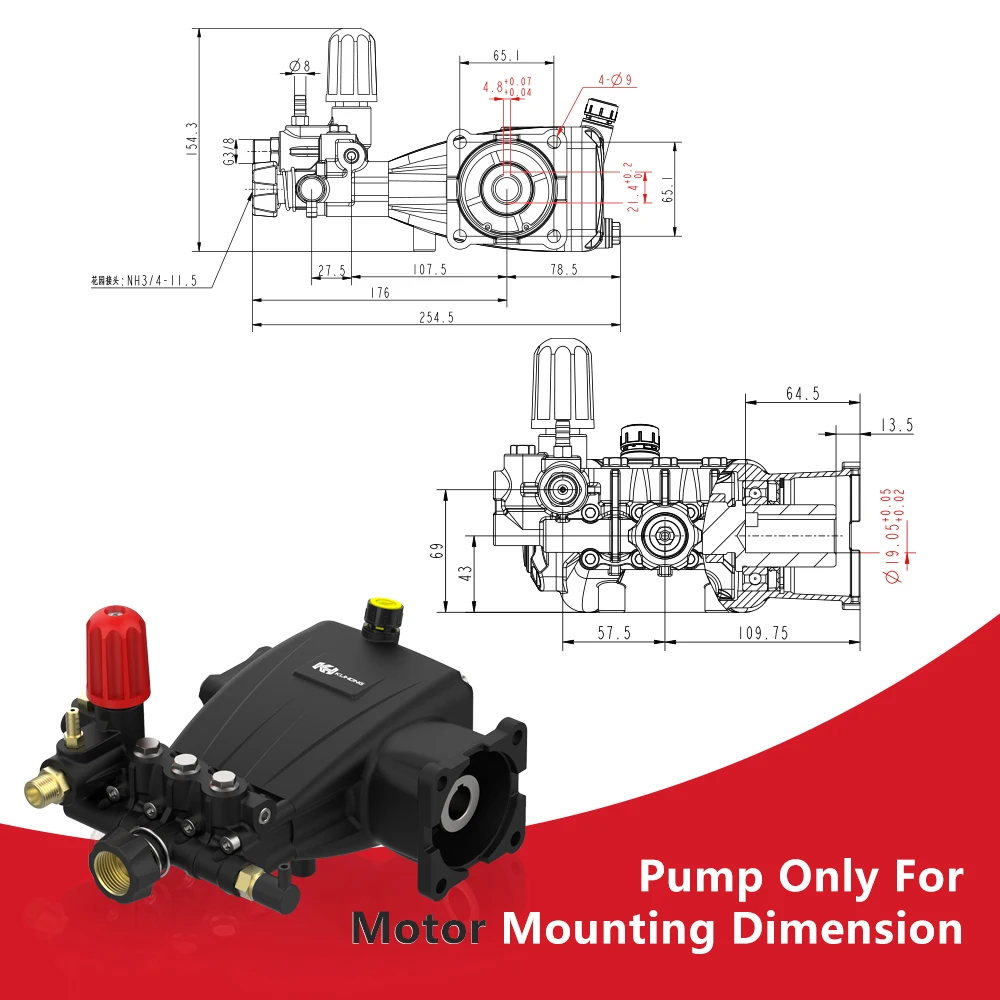 Kuhong 3000PSI 206 бар 7 л.с. 3.0GPM бензиновый триплекс портативный насос для мойки давления