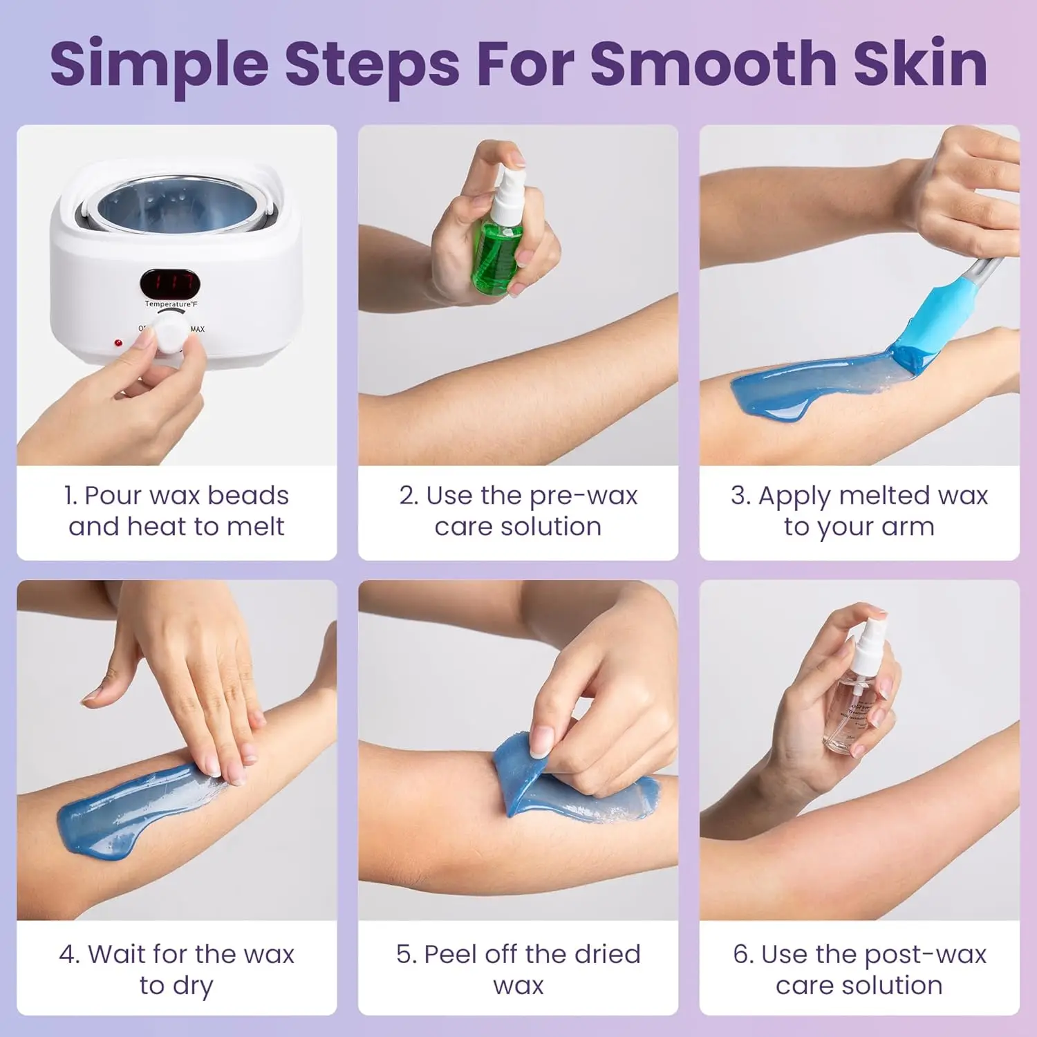 Waxing Kit Digital Wax Kit Portable Wax Warmer for Sensitive Skin Full Body Hair Removal