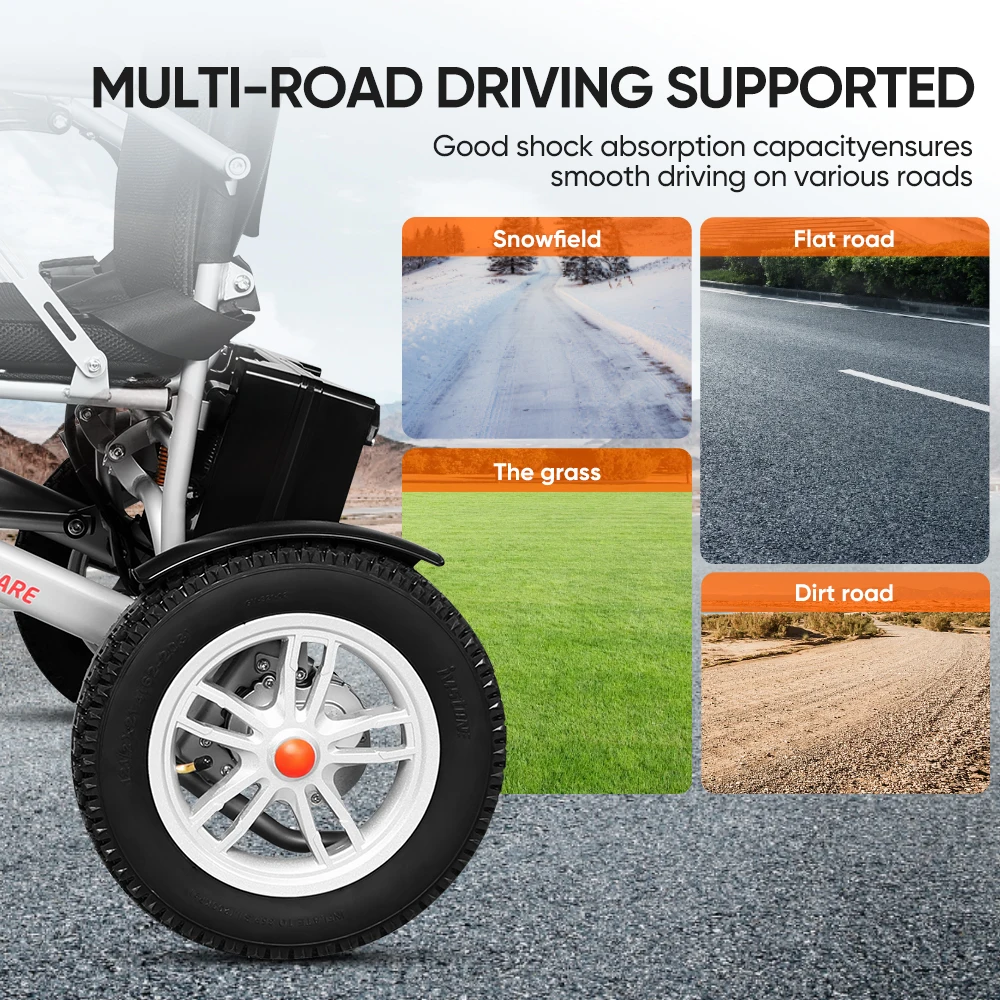 High Quality Directly Foldable Aluminium Alloy Electromagnetic Brake Power Electric Wheelchair For Disabled Use