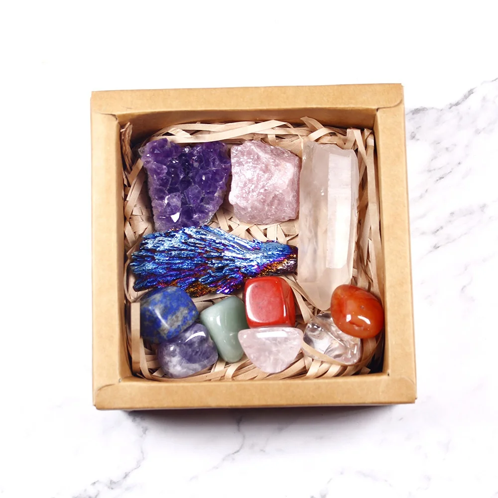 wholesale natural Mineral specimens Chakras stone Gift box crystals healing stones