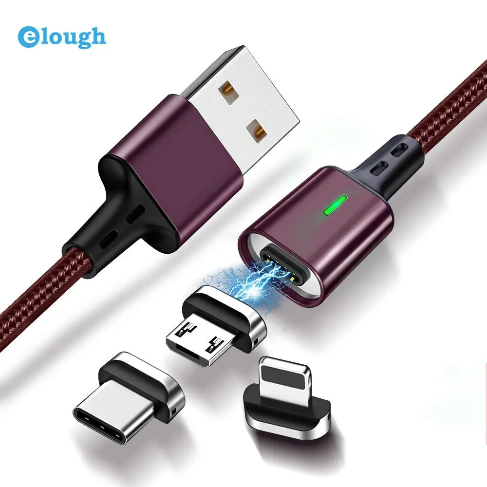  Elough high quality 2m braid fast charging usb c type-c 3 in 1 charger magetic data