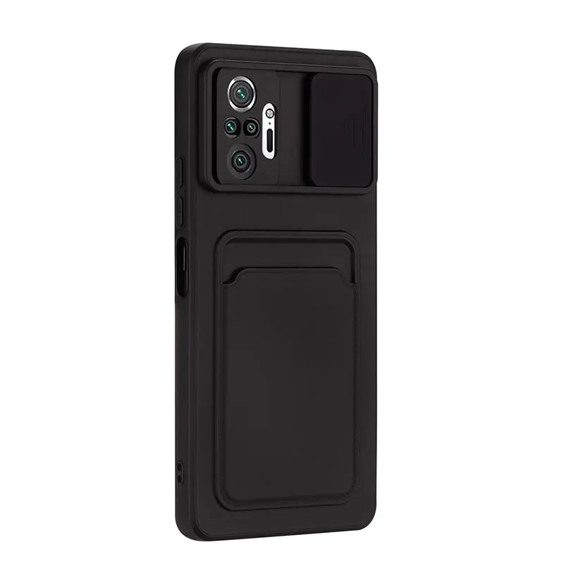 2021 Newest TPU Silicone Shockproof Card Holder Back Cover Mobile Phone Cover for Xiaomi Redmi Note 10 Pro Max 5G
