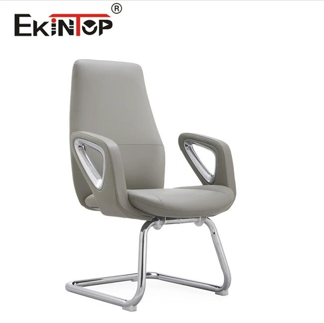 Ekintop Luxury Visitor Chair Leather Home Office Chair Executive Ergonomic White Office Visitor Chairs with Lumbar Support