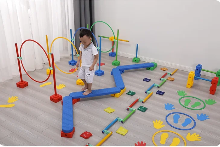 Nursery Kids Obstacle Course Training Balance & Coordination Jumping Play Combo Durable Plastic Agility Hoops Sensory Equipments