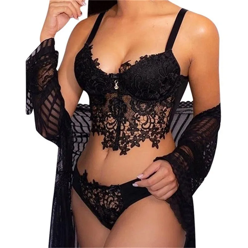 Wholesale  Female Private Label  Sexy Black Lace Trim  Wireless Bra Lingerie Dot Mesh Lace Bra Underwear Fat Sexy Lingerie