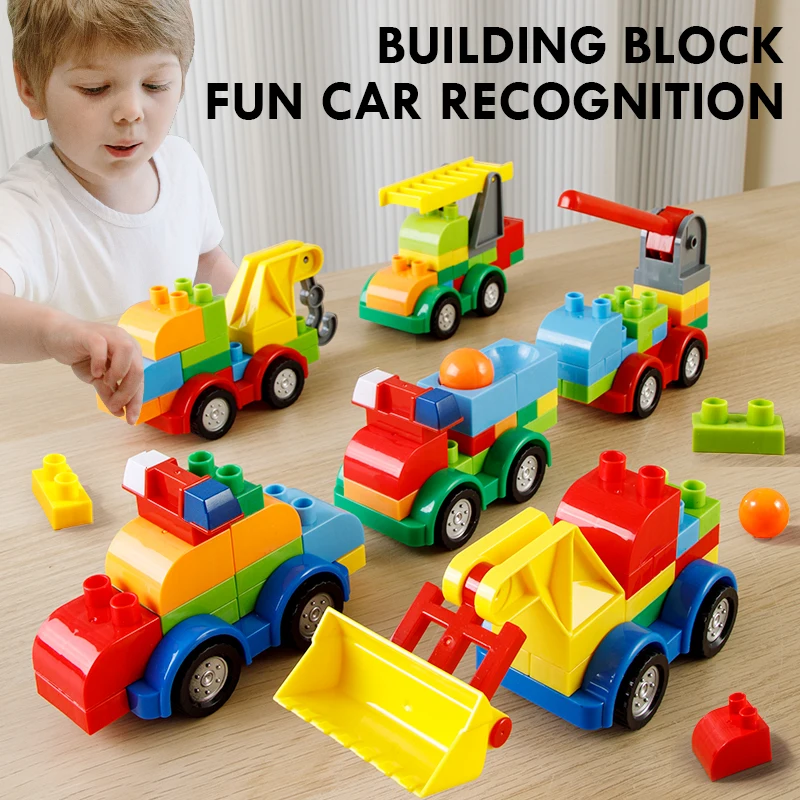 DIY Mini Engineering Transportation Car Set Truck Car 6 Models Car Building Blocks Assembly Toy Promotion Gifts