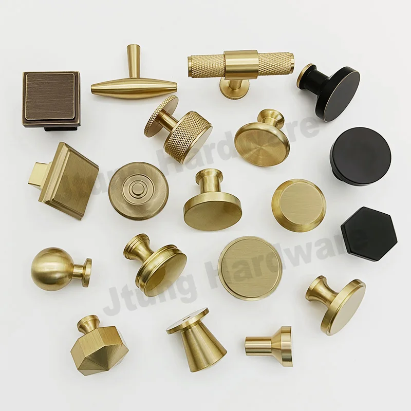 Solid Brass Cabinet Handle Oval Square Shaped Drawer Knobs Cabinet Door Dresser Pull Golden Furniture Handles