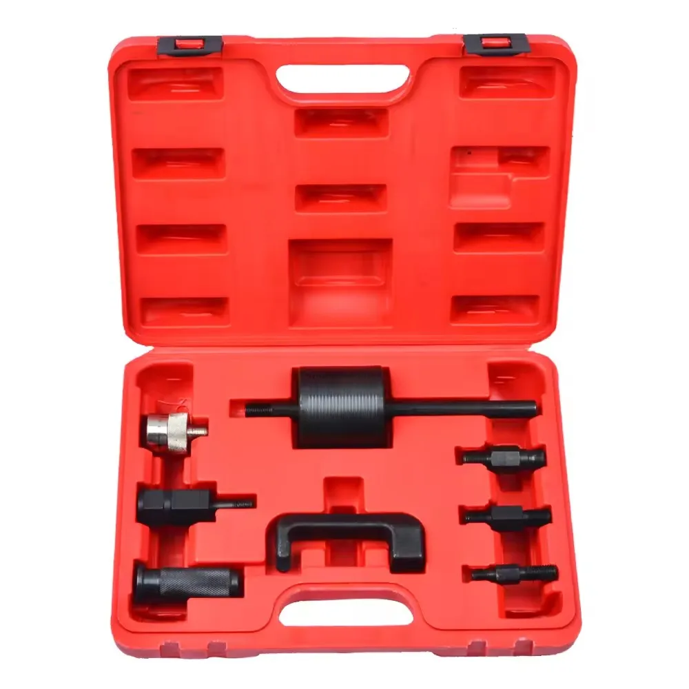 9pcs Diesel Injector Extractor Set With Common Rail Adaptor Slide Hammer Injection Puller CDI Tool Kit Set