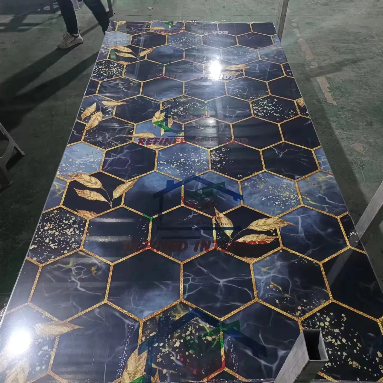 Selfie Design 3D Printing UV Marble Sheet Customized Design Support Luxury UV Board Wall Panel High Glossy  Plastic Wall Panel