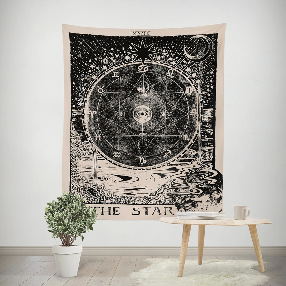 Home Decor Star Sun Moon Tapestry Design Printed Wall Hanging Tapestry 150x130cm