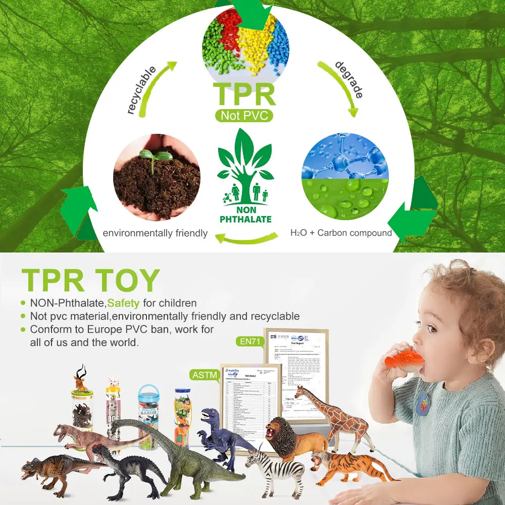 TPR material Environmentally friendly and recyclable soft plastic toy stretch TPR dinosaur