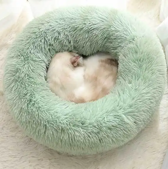 120cm Dropshipping XL Jumbo Cat Dog Fluffy Extra Large Waterproof Outdoor Sleeping Novelty Donut Calming Round Pet Bed