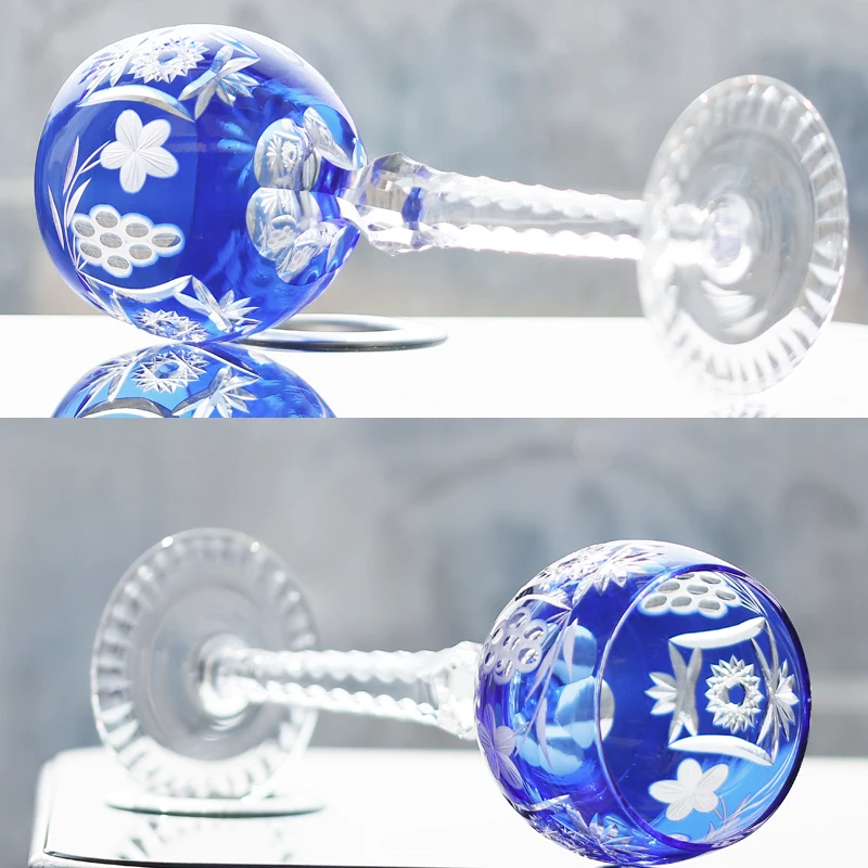 Top Seller Bohemian Style Hand Cut Beautiful Classic Patterns Crystal Glass Goblets for Wine Champagne  Drinking 230ml 1PC