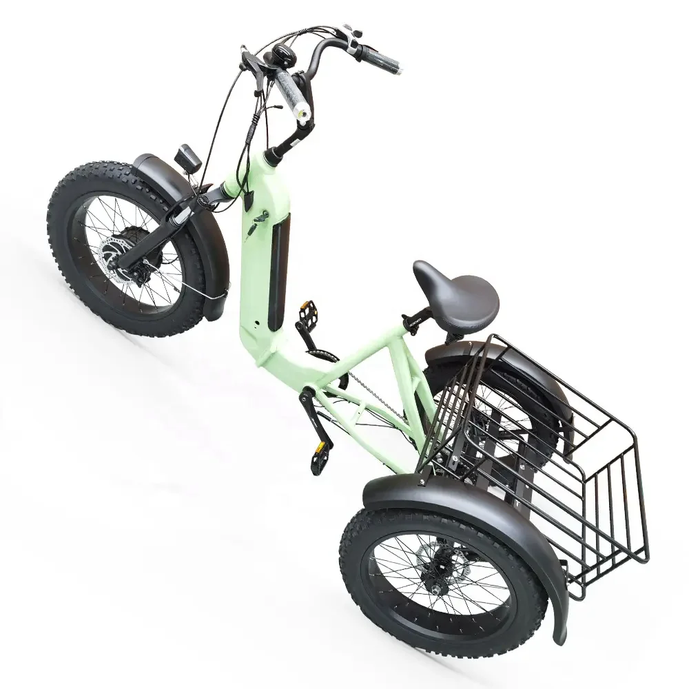 Folding Electric Tricycle 48V 500W 20 Inch Fat Tire Cargo Ebike 7 Speed Three Wheel Tricycle Foldable Electric Bike
