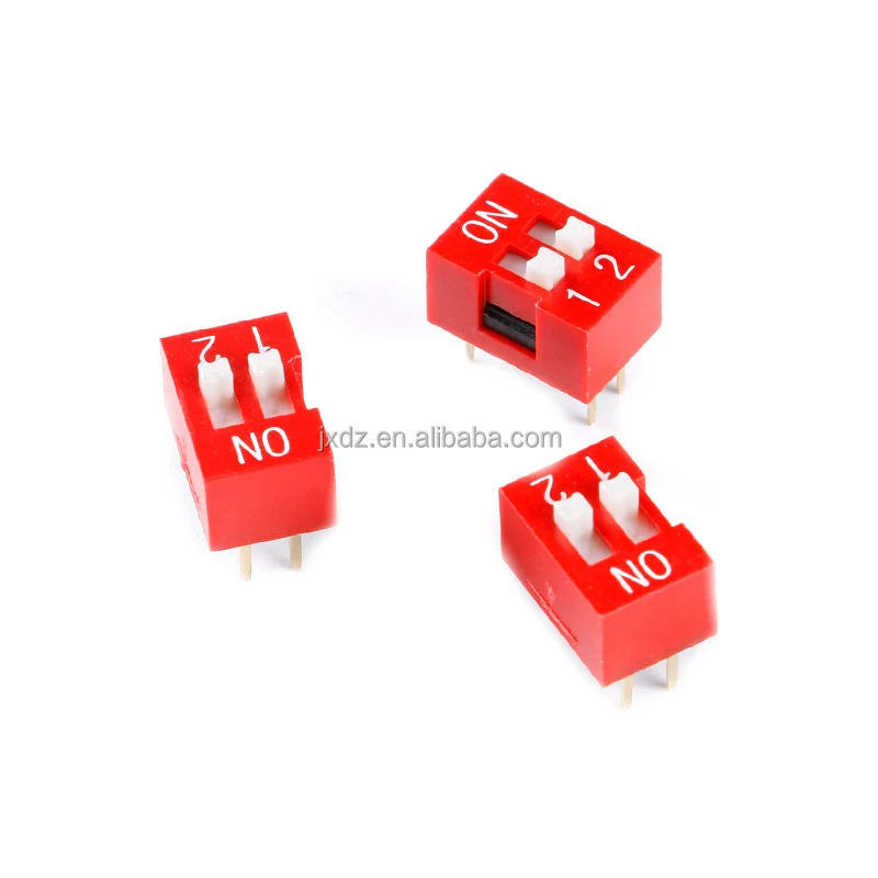 DSWB02LHGET 2,54 мм Шаг 2-бит в он-лайн DIP-переключатель/рычажный переключатель кодирования/красный