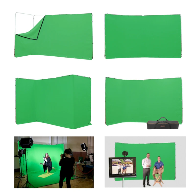 Fotobestway Good quality Chroma Key Green Panoramic video Background  wall photography with Carry Case