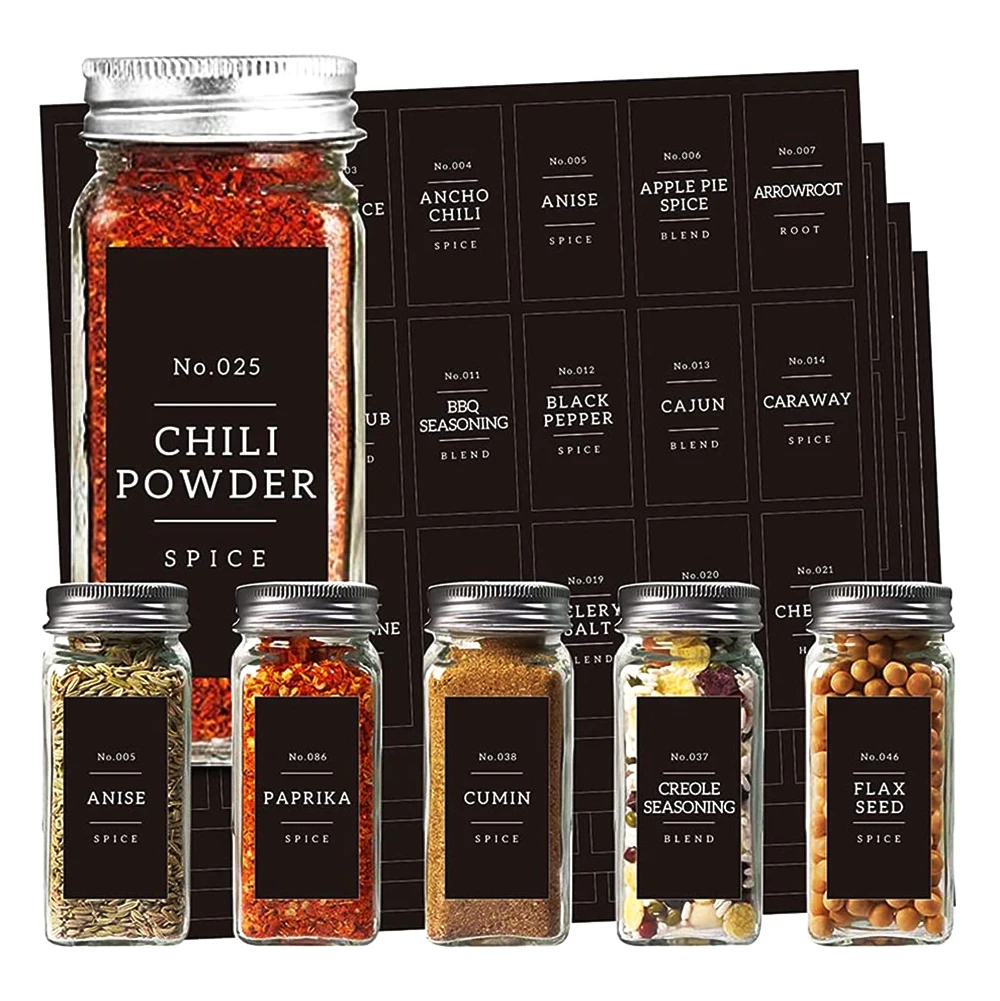Waterproof Spice Label And Pantry Label Set Herbs Names Water Resistant Custom Spice Jar Sticker For Spice Organization