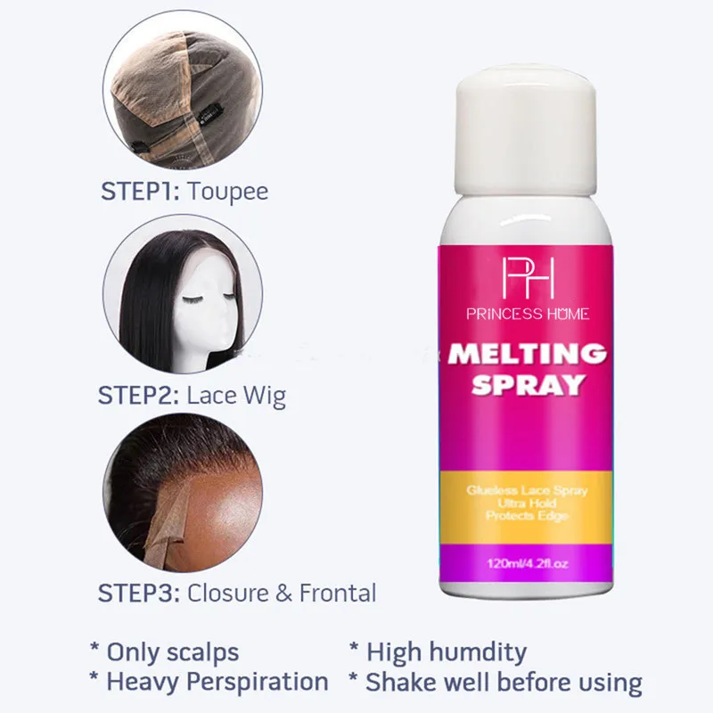 Private Label 120ml Strong Natural Forming Hold Lace Melting Spray Strong Hold Fast Dry Invisible Hair Glue Melting Spray