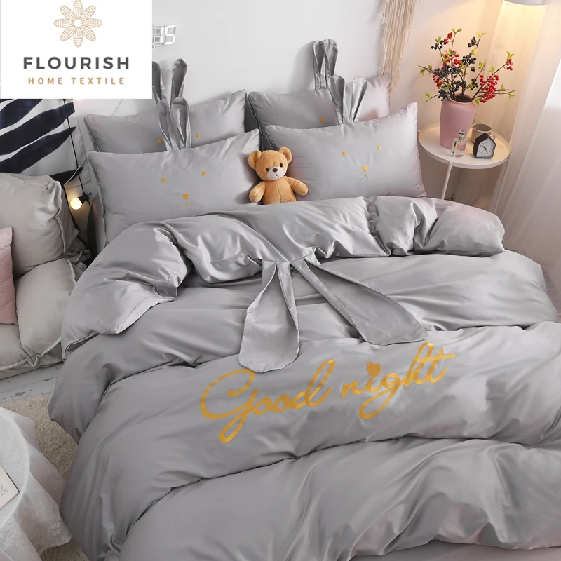 Flourish Oem/Odm King Size 100% Cotton Bedsheet Bedding Set Luxury cadar Juegos Sabanas De Cama Drap De Lit For Home Wholesale