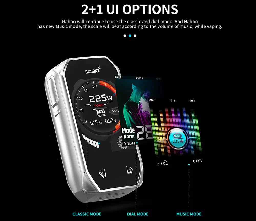  Оригинальный Smoant Набу комплект 225 Вт Box Mod Kit с 4 мл subohm верхней юбочкой-сеточкой Coli электронная