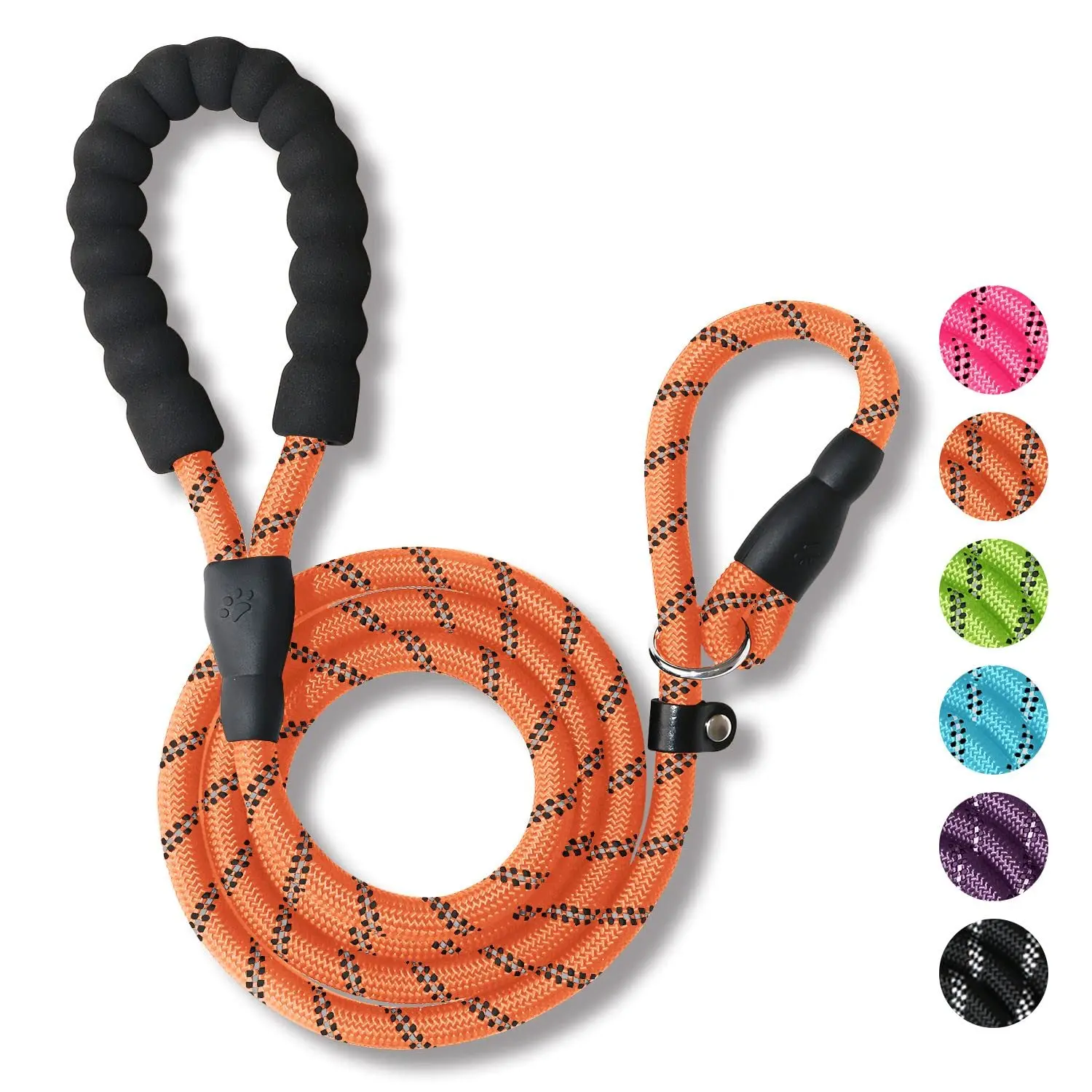 Wholesale customized adjustable choke training P dog running rope polyester nylon leash with collar