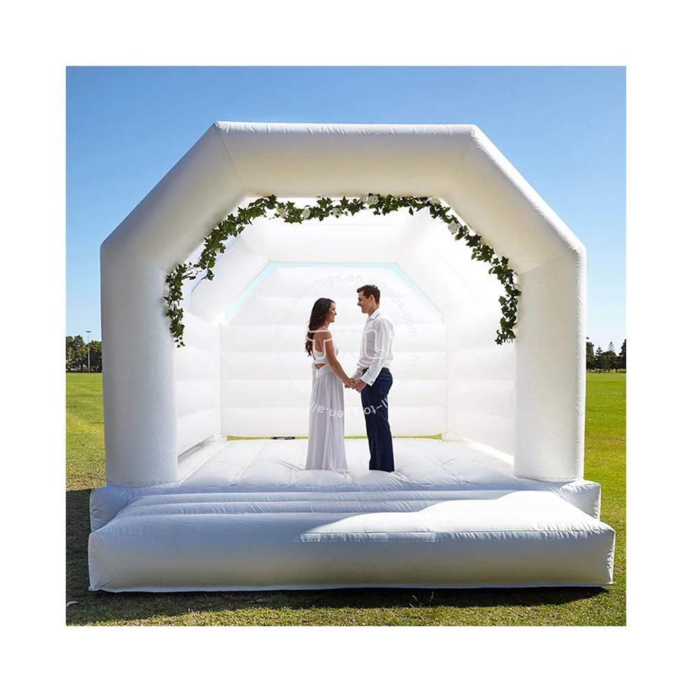Factory price wedding inflatable white bouncy castle outdoor pvc bouncing castle