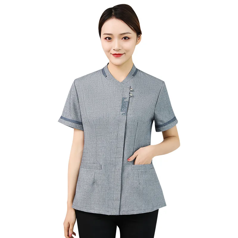 Cleaning work clothes for women hotel rooms ,  property cleaning clothes  short sleeved hotel housekeeping work clothes